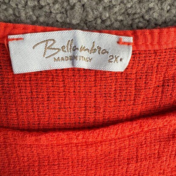 Bellombra Linen Tunic Top Women 2X Italy Textured Short Sleeve Oversized Lightwe - Picture 5 of 7